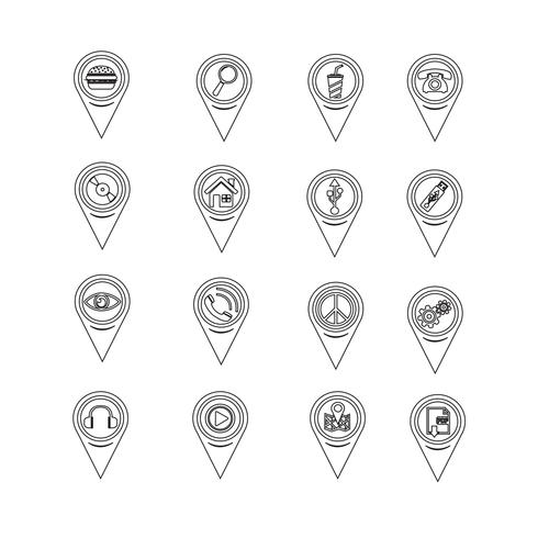 Conjunto de iconos de mapa puntero para sitio web y comunicación vector