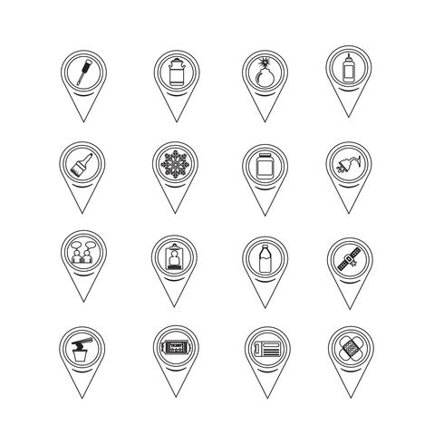 Set of Map Pointer icons for website and communication vector