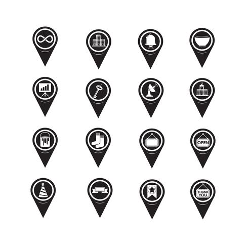 Conjunto de iconos de mapa puntero para sitio web y comunicación vector