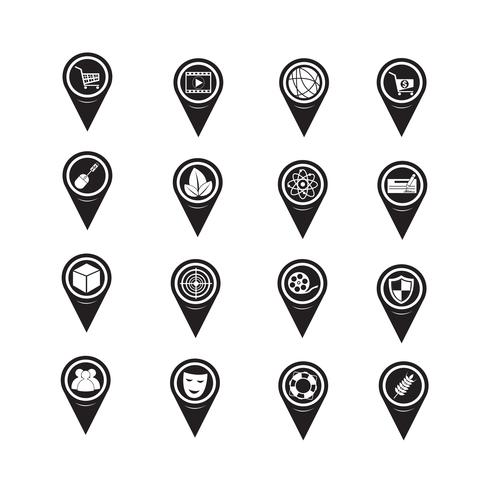 Conjunto de iconos de mapa puntero para sitio web y comunicación vector