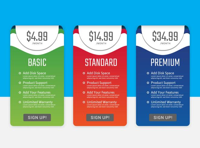 Pricing Table vector