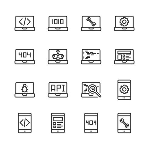 Programming and coding icon set.Vector illustration vector