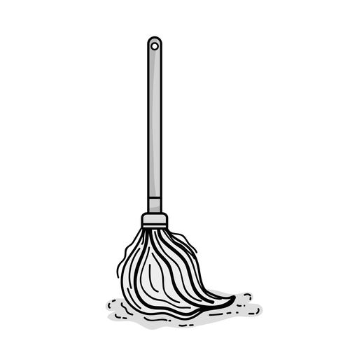 Grayscale Mop Sweep Object To Clean The House Download Free