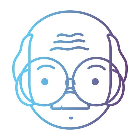 línea avatar viejo hombre cabeza con diseño de peinado vector