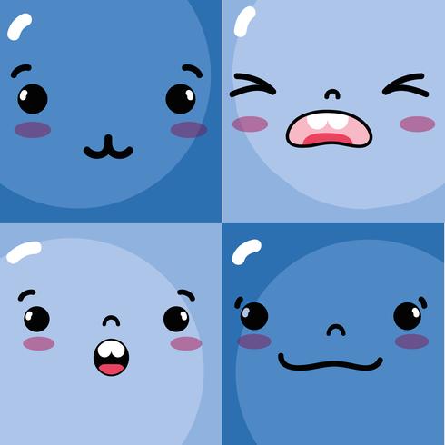 set emotions emoji faces characters icons vector