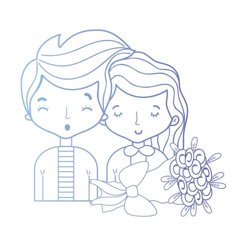 line beauty couple together with hairstyle design vector