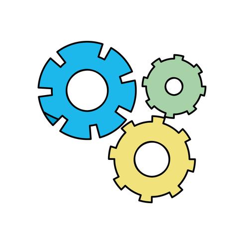 proceso de ingeniería de la industria del engranaje de color vector