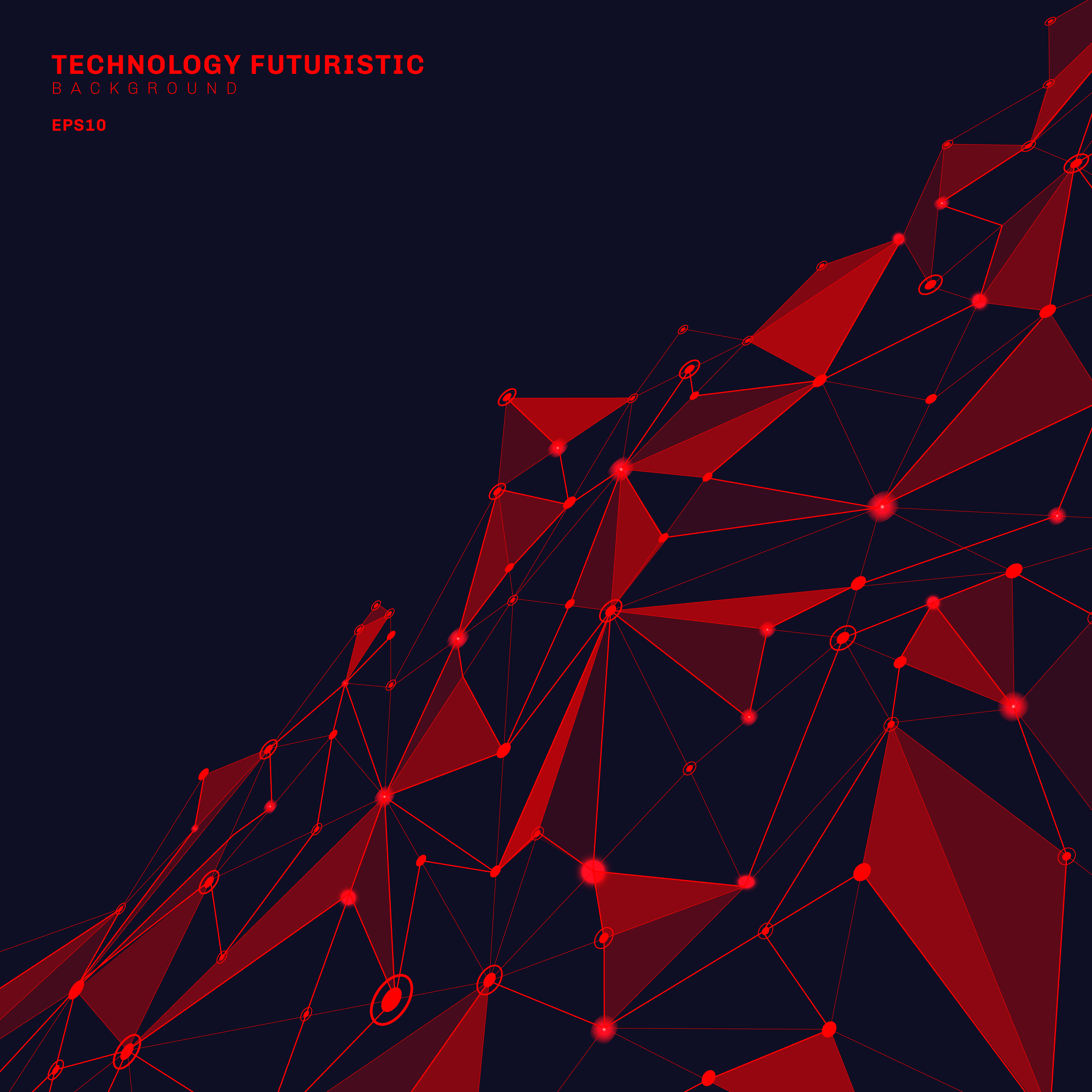 Abstract red polygonal shapes on dark blue perspective
