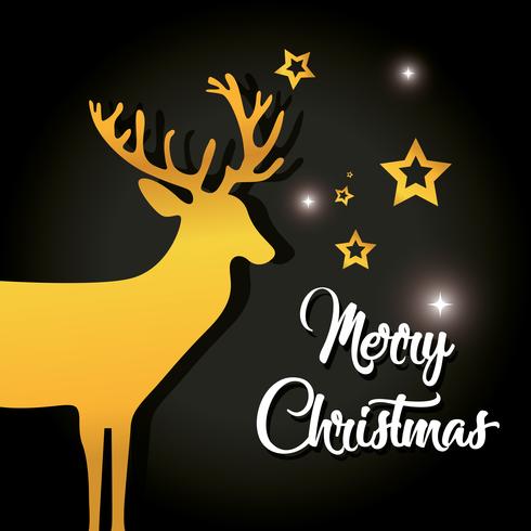 merry christmas reindeer with star decoration poster vector