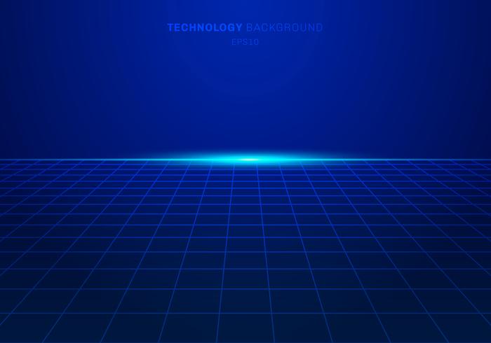 El modelo de rejilla azul abstracto del cuadrado de la tecnología digital en fondo con la luz estalla. vector