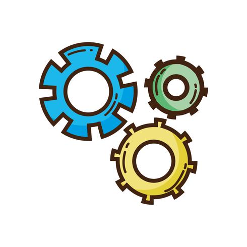 proceso de ingeniería de la industria del engranaje de color vector