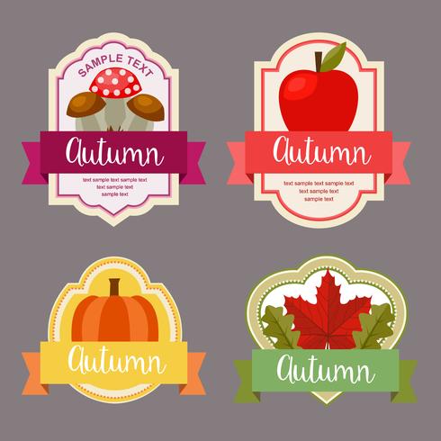 autumn leaves flat style label with nature element vector