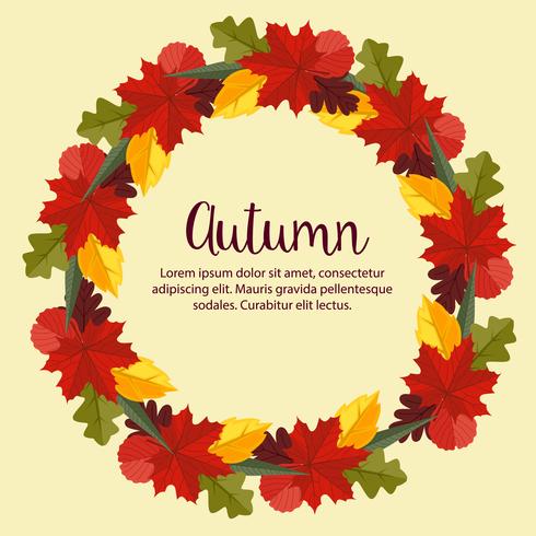 autumn flat style nature leaves wreath vector