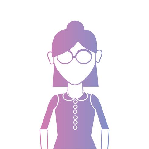 Línea de mujer con peinado y blusa de diseño. vector