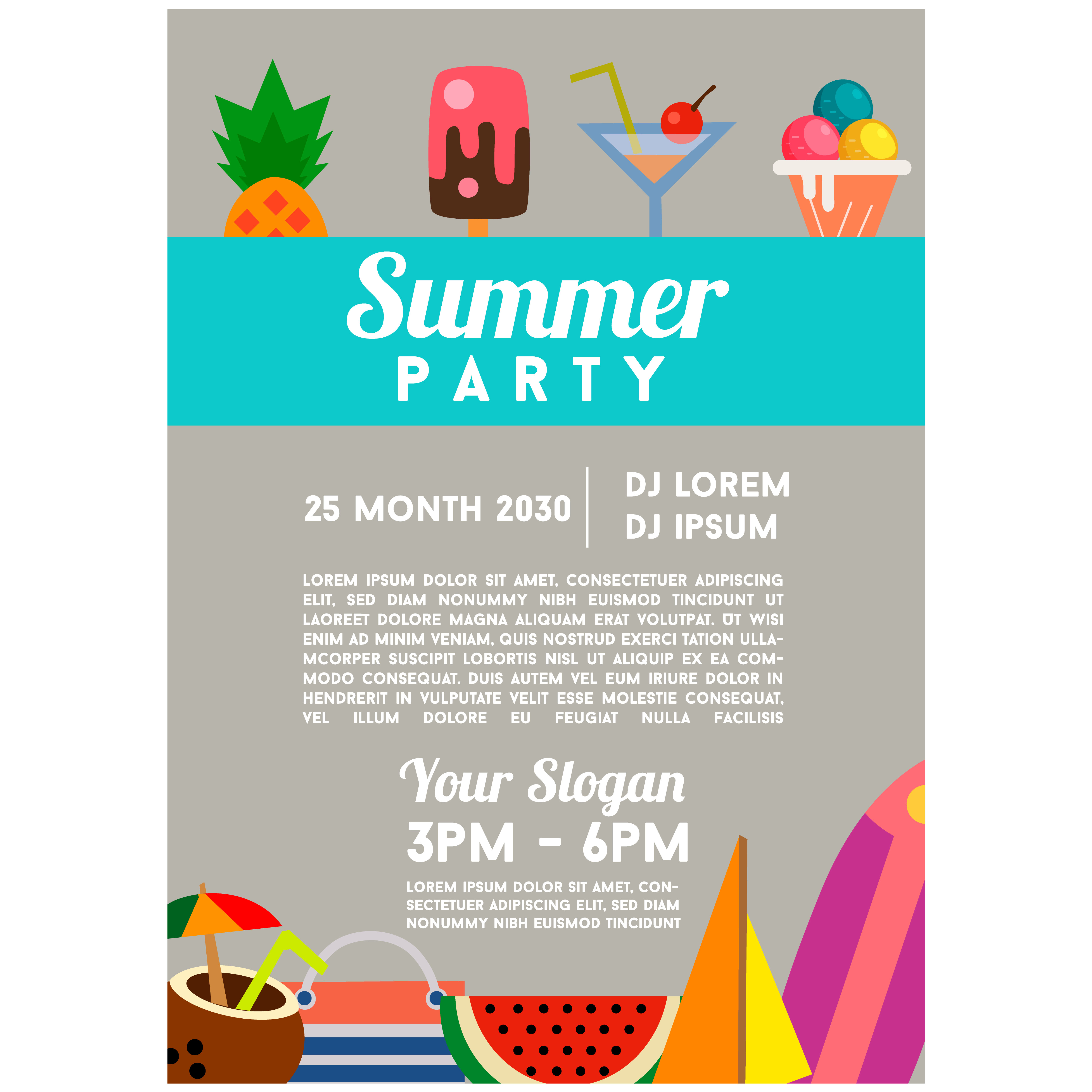 summer party template flat style 632621 Vector Art at Vecteezy