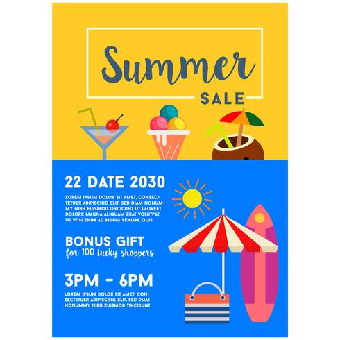 summer sale poster template lettering flat style vector
