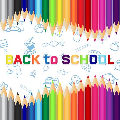 Back to school, Education concept background with cute color pencils vector