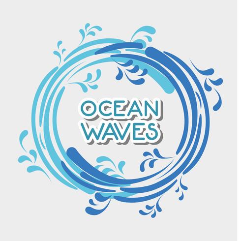 ocean waves in circle shapes design vector