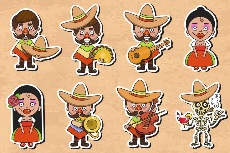 Mexican Culture Sticker Vector On Vintage Background