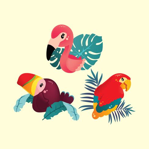 Cute Tropical Birds vector