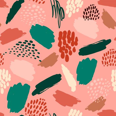 Abstract artistic seamless pattern with trendy hand drawn textures vector