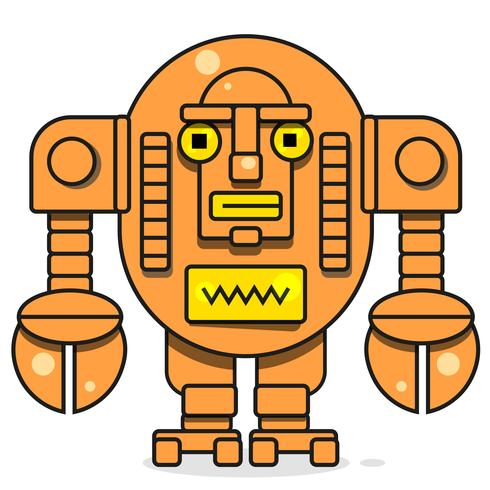 Icono de bot Concepto de icono de chatbot. Robot sonriente lindo. Vector línea moderna ilustración de personaje aislado sobre fondo blanco. Esquema de la muestra del robot de diseño.