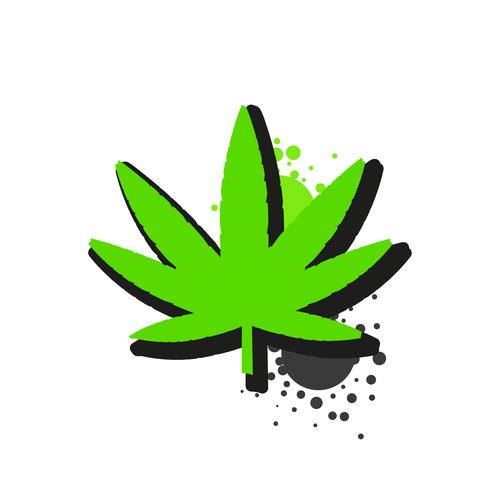 Logotipo de cannabis medicinal con hoja de marihuana estilo acuarela vector