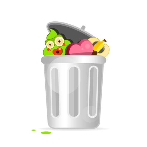 Recycle Bin Cartoon Character Modern Flat Design. Vector Illustration