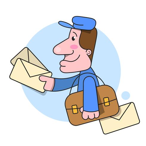 Postman Runs Delivering Letter Illustration On White Background vector