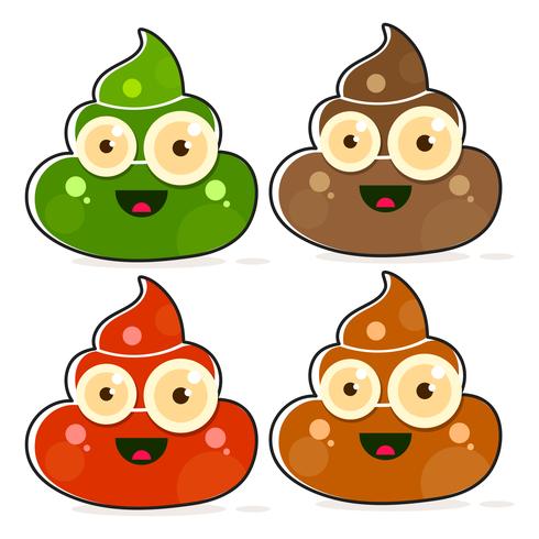 Set of Cartoon Brown Poop Variations. vector