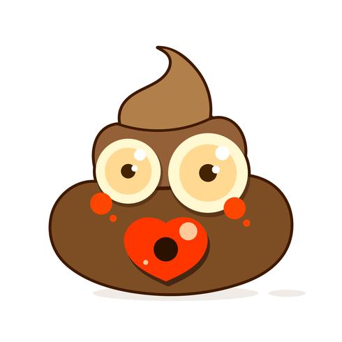 Cartoon poop vector icon on white background,