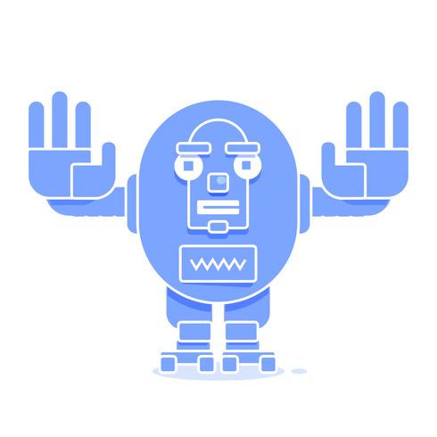 Icono de bot Concepto de icono de chatbot. Robot sonriente lindo. Vector línea moderna ilustración de personaje aislado sobre fondo blanco. Esquema de la muestra del robot de diseño.