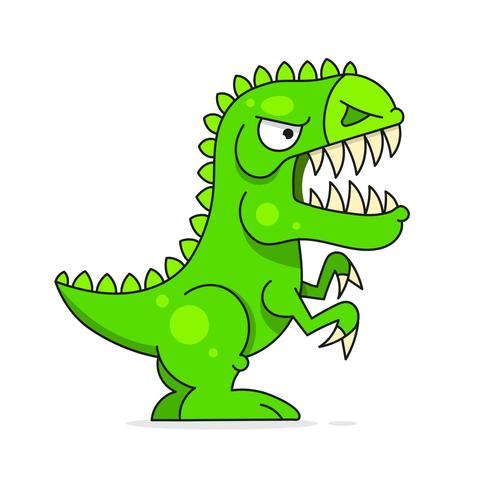 Dinosaurio verde lindo aislado en el fondo blanco. Personaje de dibujos animados divertido vector