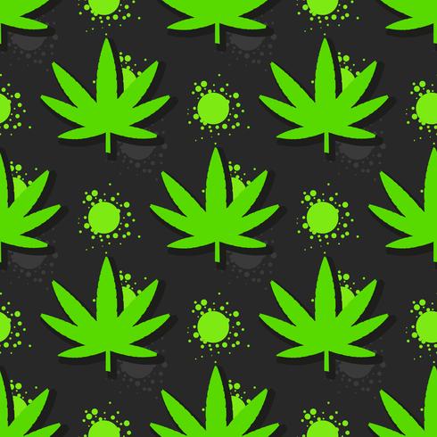 Marijuana leaves seamless pattern. Hand drawn illustration. vector