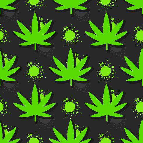 Marijuana leaves seamless pattern. Hand drawn illustration. vector