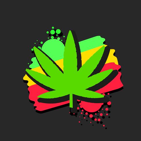 Logotipo de cannabis medicinal con hoja de marihuana estilo acuarela vector