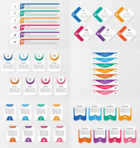 Conjunto de plantilla de elemento de infografía con opciones. vector