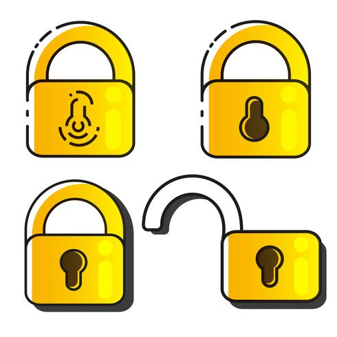 Lock Icons Set Vector. Lock Vector Design. Sign Design. Flat Style.
