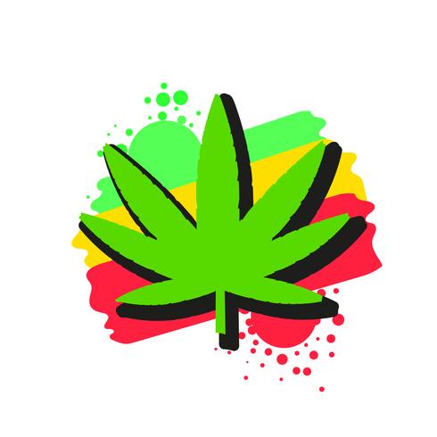 Logotipo de cannabis medicinal con hoja de marihuana estilo acuarela vector