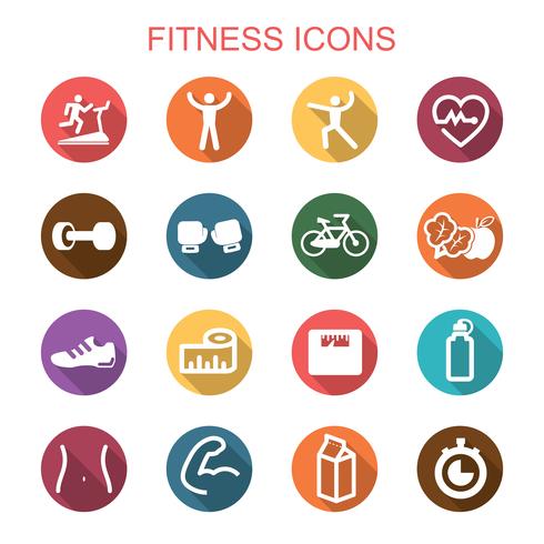 iconos de fitness larga sombra vector