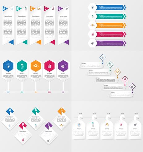 Conjunto de plantilla de elemento de infografía con opciones. vector