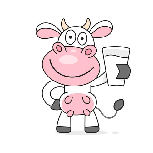 Cow with a glass of milk vector