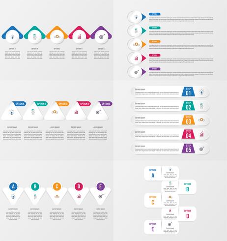 Conjunto de plantilla de elemento de infografía con opciones. vector