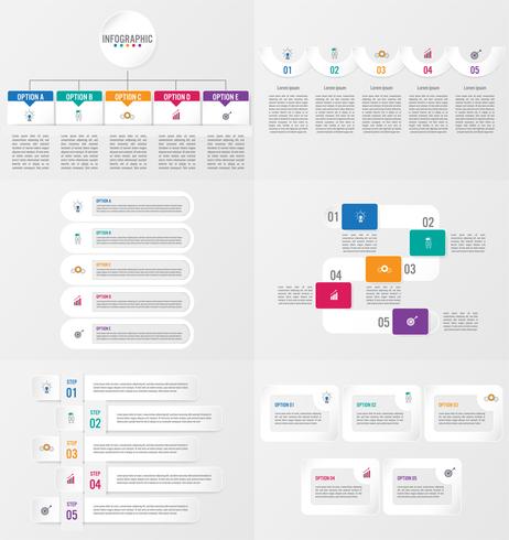 Conjunto de plantilla de elemento de infografía con opciones. vector