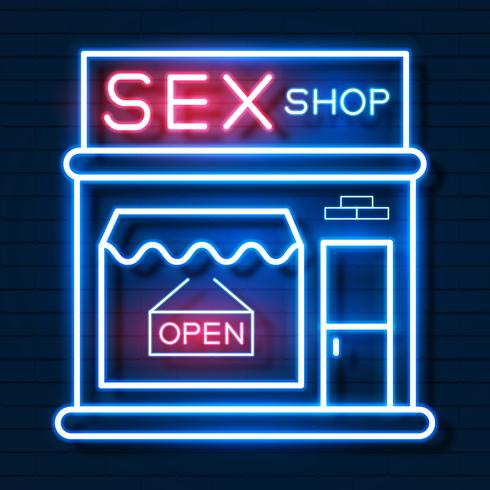 Sex Shop ahora letrero de neón. Listo Para Su Diseño, Tarjeta De Felicitación, Banner. Vector