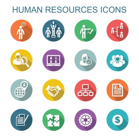 human resources long shadow icons vector