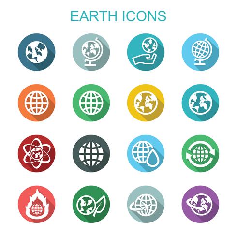 earth long shadow icons vector