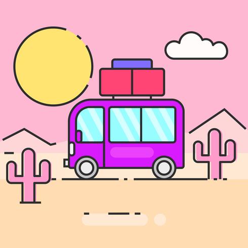 Bus travel the world illustration for your needs vector