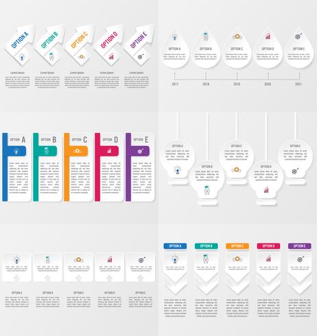 Conjunto de plantilla de elemento de infografía con opciones. vector