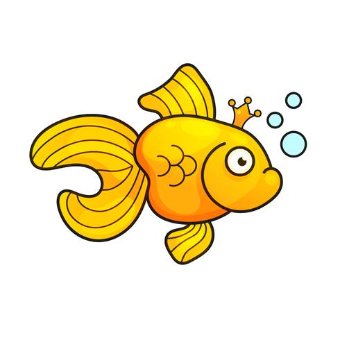 Ilustración del vector aislada en la ilustración de la silueta de los pescados del acuario del Goldfish del fondo. Icono de peces de acuario plano colorido de dibujos animados